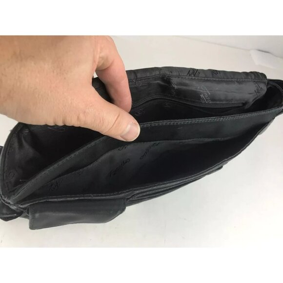 Fossil Unisex Adult Black Leather Flap Adjustable Strap Crossbody Bag Size‎ L - Picture 4 of 10